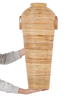 Wazon dekoracyjny rattanowy styl naturalny 70 cm