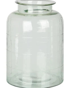 Wazon na kwiaty ozdobny szklany 35 cm jasnozielony