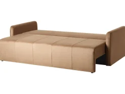 Welurowa sofa z poduszkami z funkcją spania jasnobrązowa