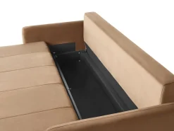 Welurowa sofa z poduszkami z funkcją spania jasnobrązowa