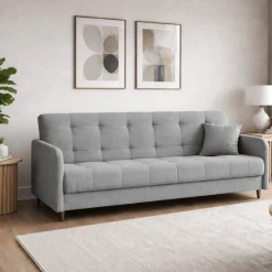 Wersalka Rozkładana Sofa Kanapa Z Funkcją Spania Teddy Baranek Szara TIVOLI