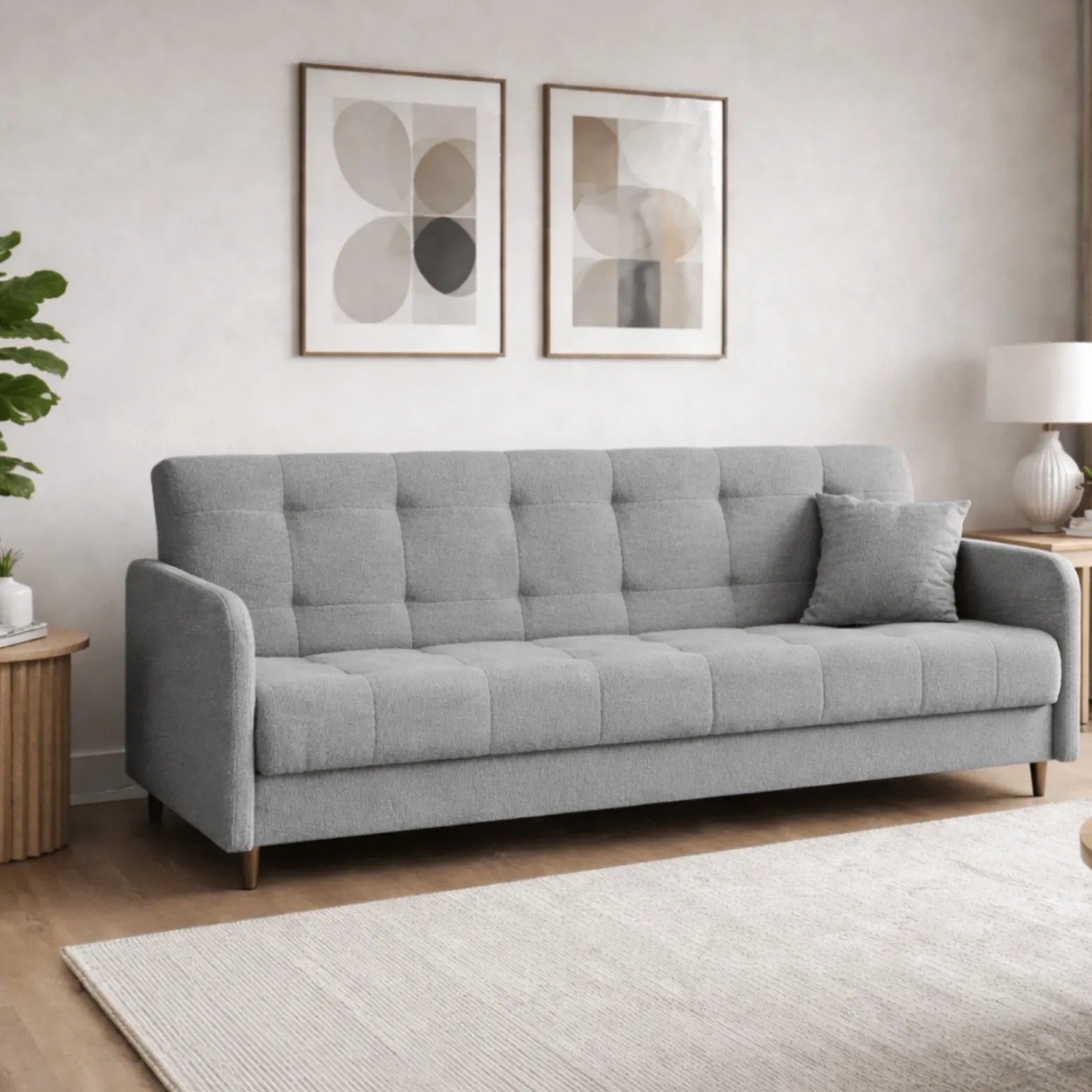 Wersalka Rozkładana Sofa Kanapa Z Funkcją Spania Teddy Baranek Szara TIVOLI