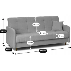 Wersalka Rozkładana Sofa Kanapa Z Funkcją Spania Teddy Baranek Szara TIVOLI