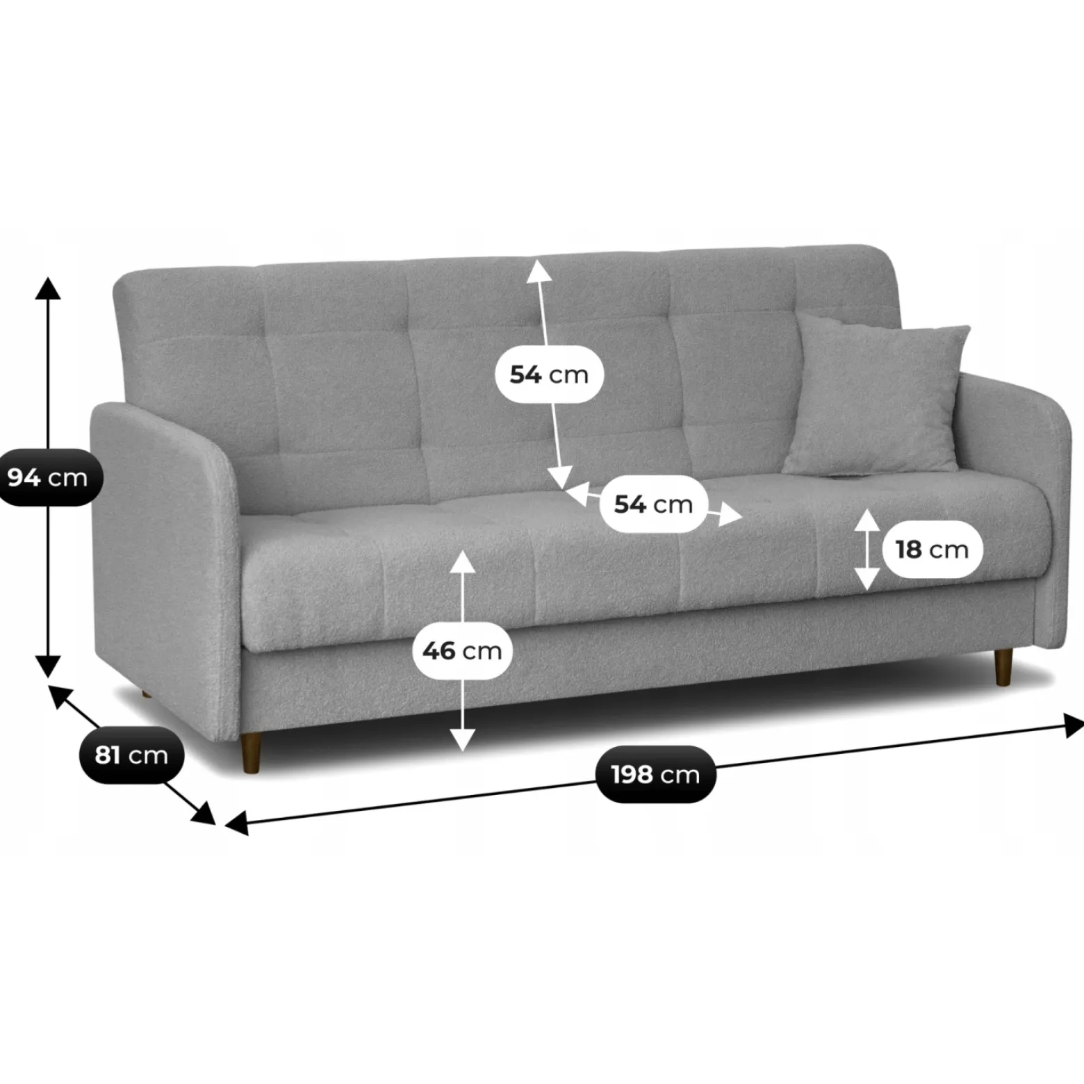 Wersalka Rozkładana Sofa Kanapa Z Funkcją Spania Teddy Baranek Szara TIVOLI