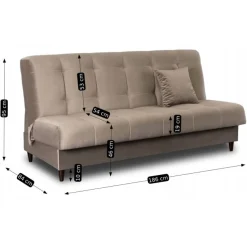 Wersalka Sofa Kanapa Rozkładana z Funkcją Spania Dwuosobowa Beżowa LIMA