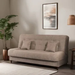 Wersalka Sofa Kanapa Rozkładana z Funkcją Spania Dwuosobowa Beżowa NEPAL