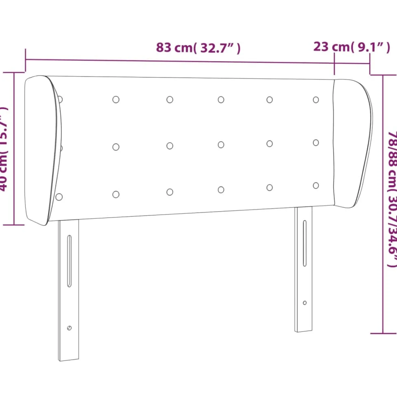 Wezgłowie Czarny 83 x 23 x 78/88 cm Sztuczna skóra vidaXL