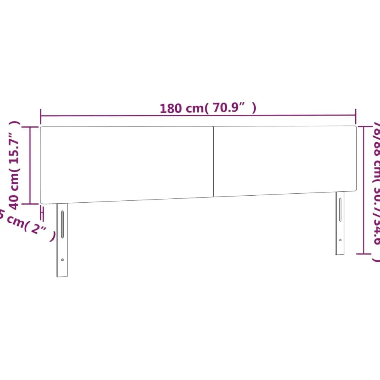 Wezgłowie Różowe 180 cm Aksamit Low vidaXL