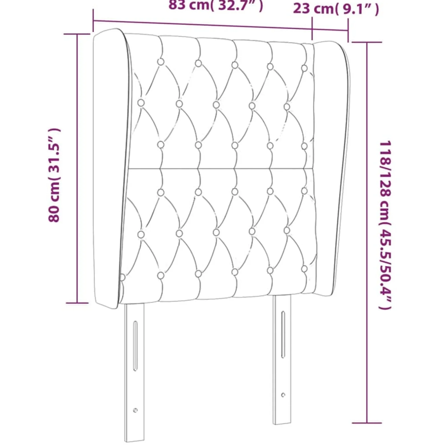 Wezgłowie Różowe 83 x 23 x 118/128 cm Aksamit vidaXL