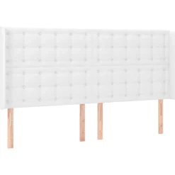 Wezgłowie Biały 203 x 16 x 118/128 cm Sztuczna skóra vidaXL