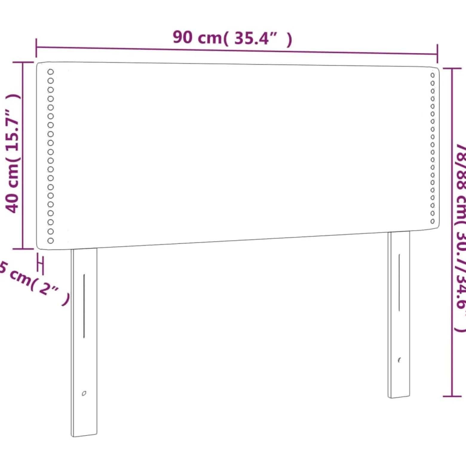 Wezgłowie Czarny 90 cm Aksamit Low vidaXL