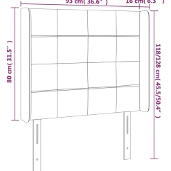 Wezgłowie Czarny 93 x 16 x 118/128 cm Aksamit vidaXL