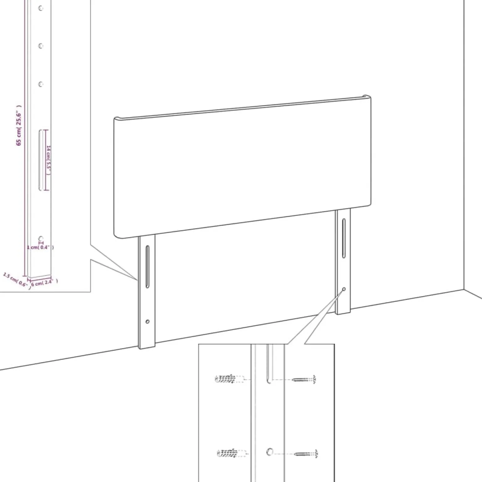 Wezgłowie Czarny 103 x 23 x 78/88 cm Sztuczna skóra vidaXL