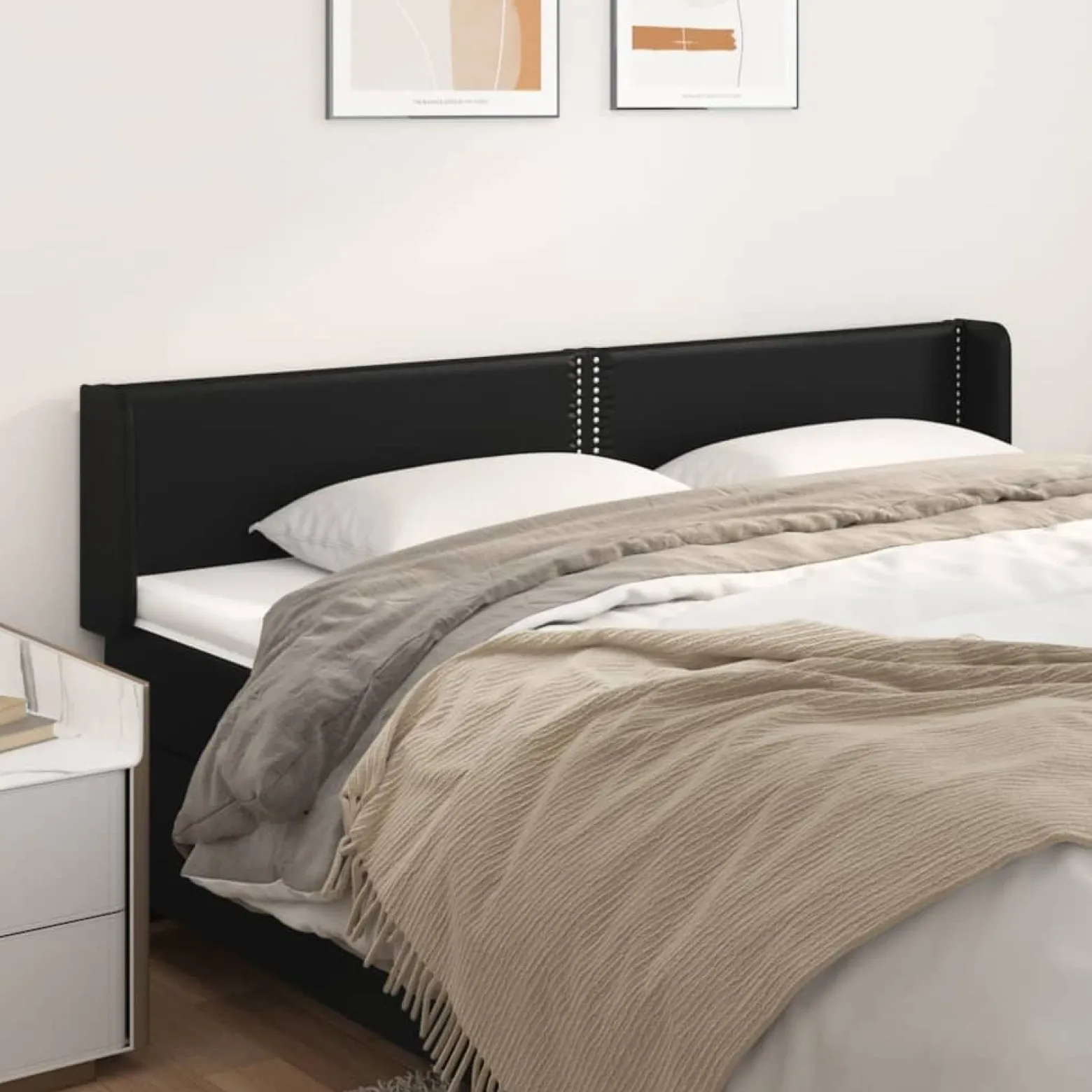 Wezgłowie Czarny 203 x 16 x 78/88 cm Sztuczna skóra vidaXL