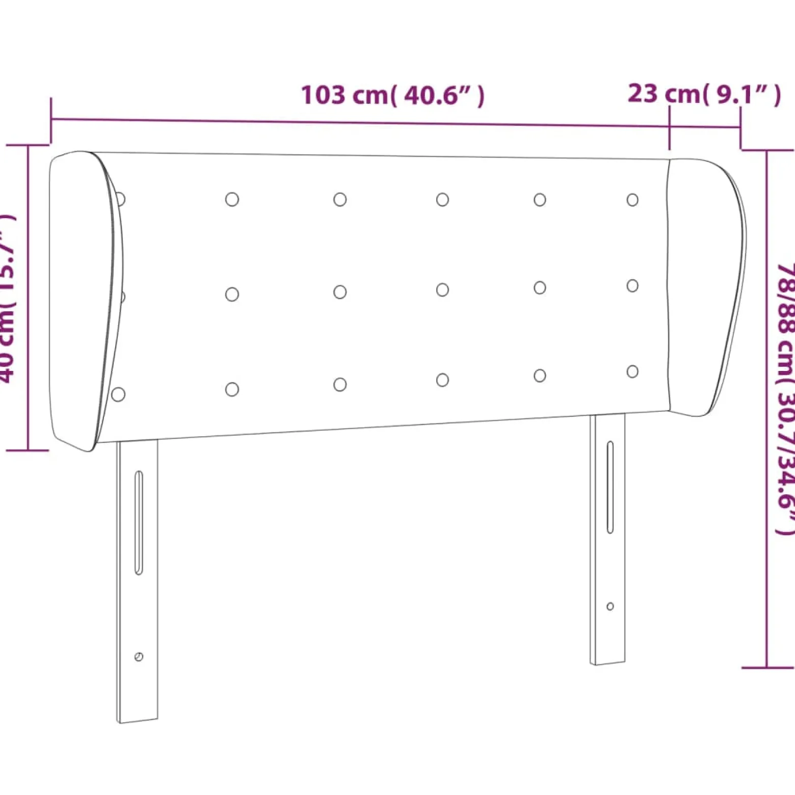 Wezgłowie Czarny 103 x 23 x 78/88 cm Sztuczna skóra vidaXL