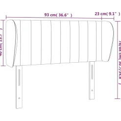Wezgłowie Czarny 93 x 23 x 78/88 cm Tkanina vidaXL