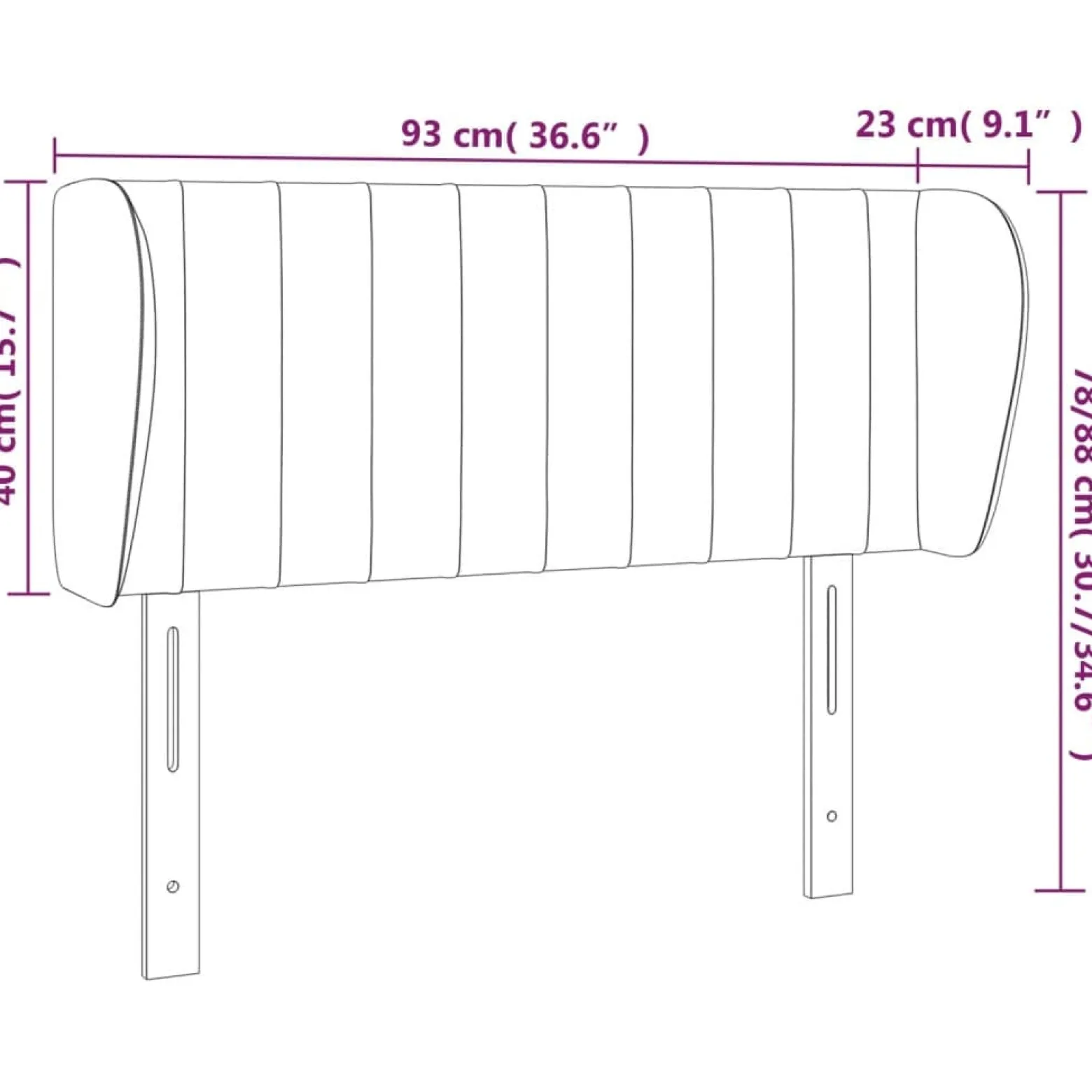 Wezgłowie Czarny 93 x 23 x 78/88 cm Tkanina vidaXL