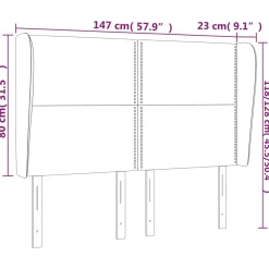 Wezgłowie Czarny 147 x 23 x 118/128 cm Tkanina vidaXL