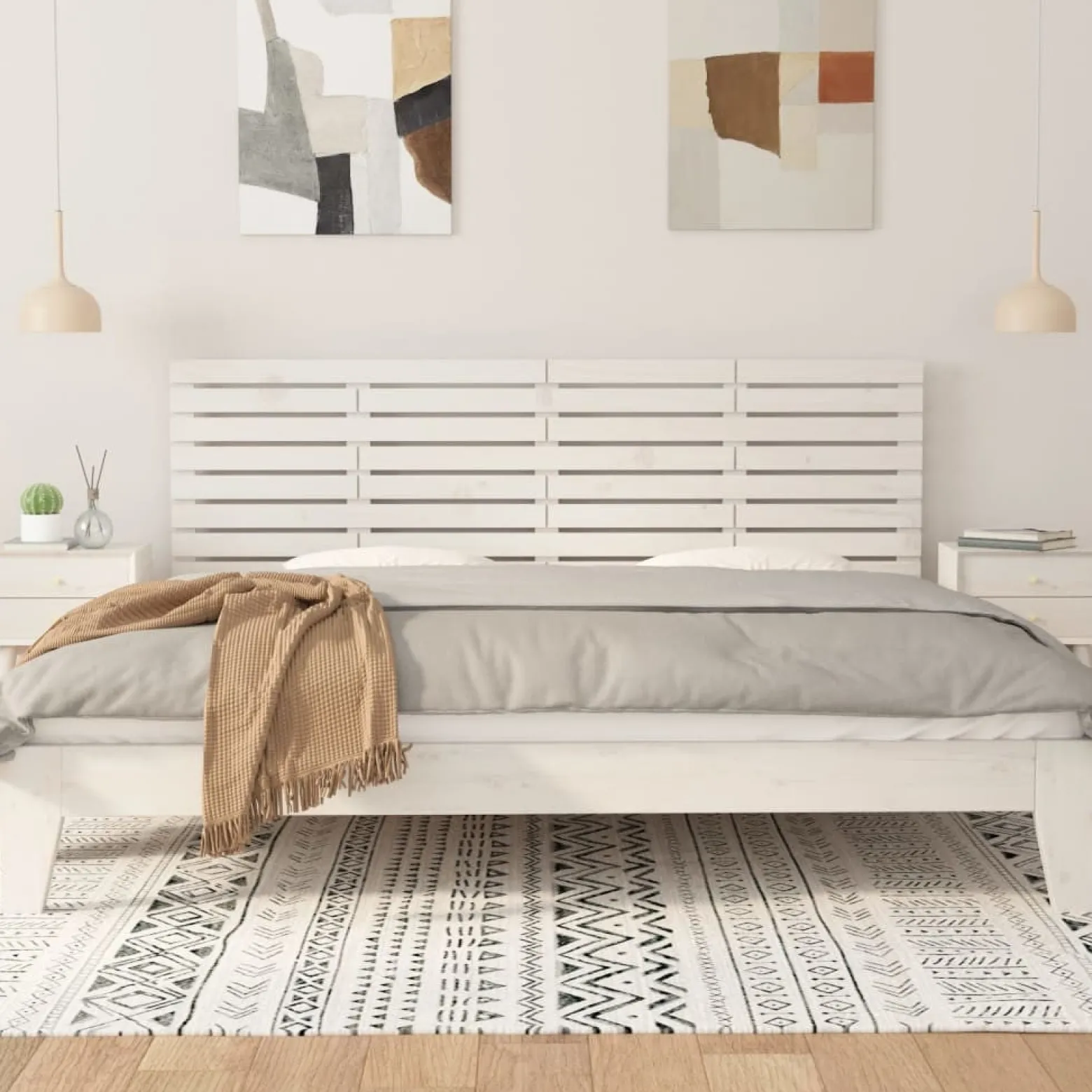 Wezgłowie łóżka Biały 206 x 63 cm Drewno sosnowe vidaXL