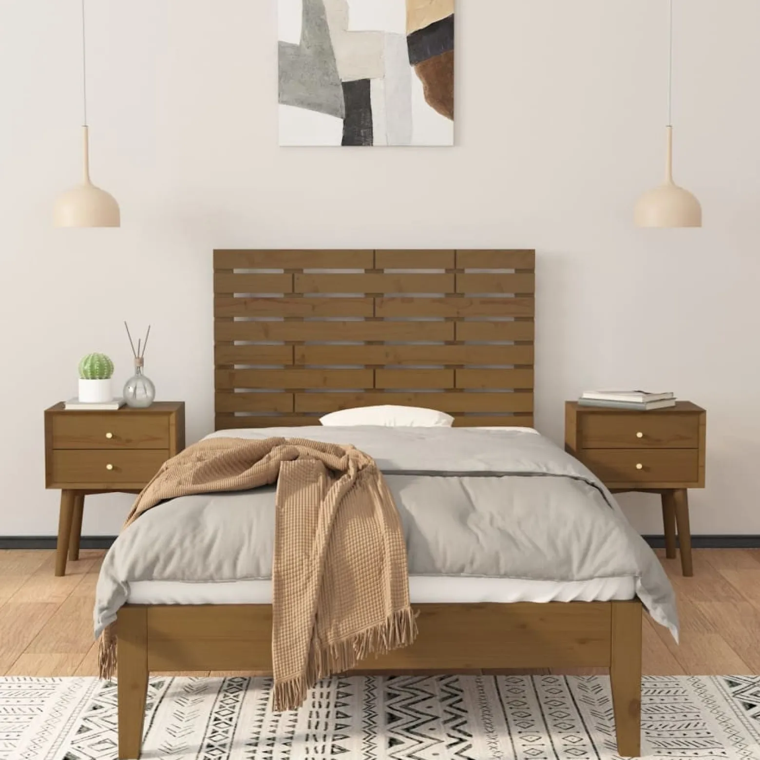 Wezgłowie łóżka Brąz 106 x 63 cm Pine Wood vidaXL