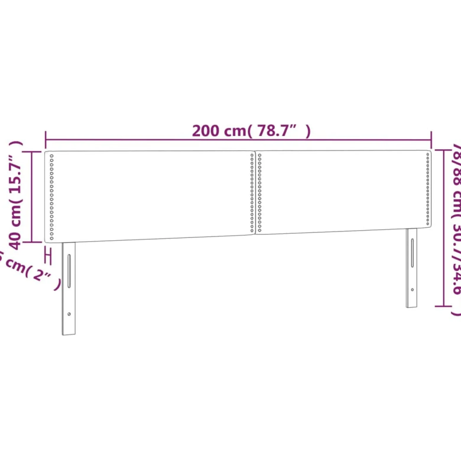 Wezgłowie Niebieski 200 cm Tkanina Low vidaXL