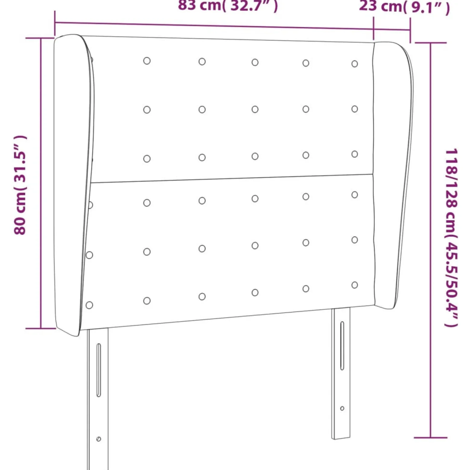 Wezgłowie Niebieski 83 x 23 x 118/128 cm Aksamit vidaXL