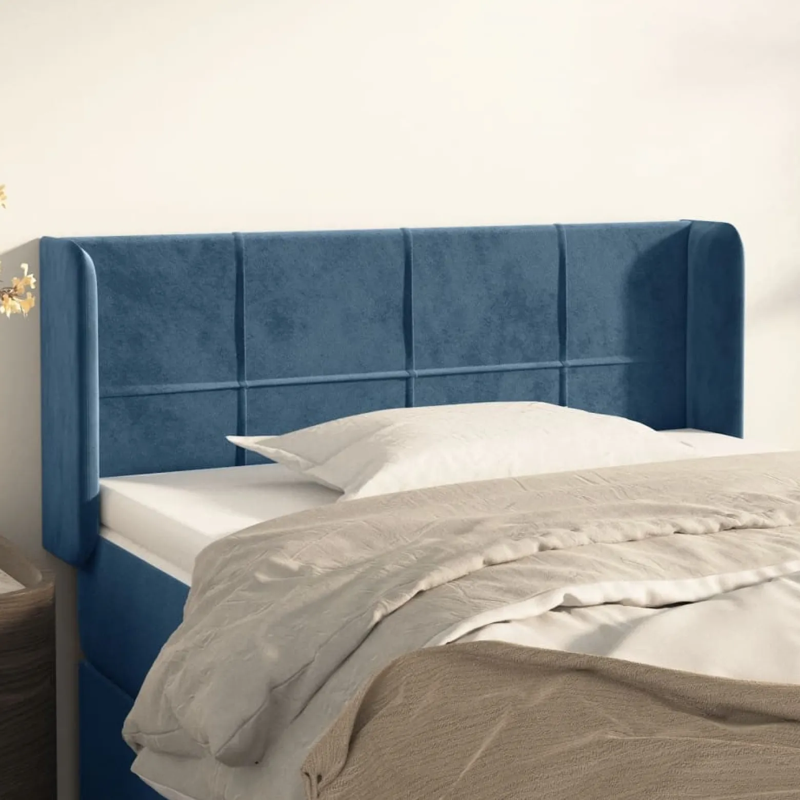 Wezgłowie Niebieski 83 x 16 x 78/88 cm Aksamit vidaXL