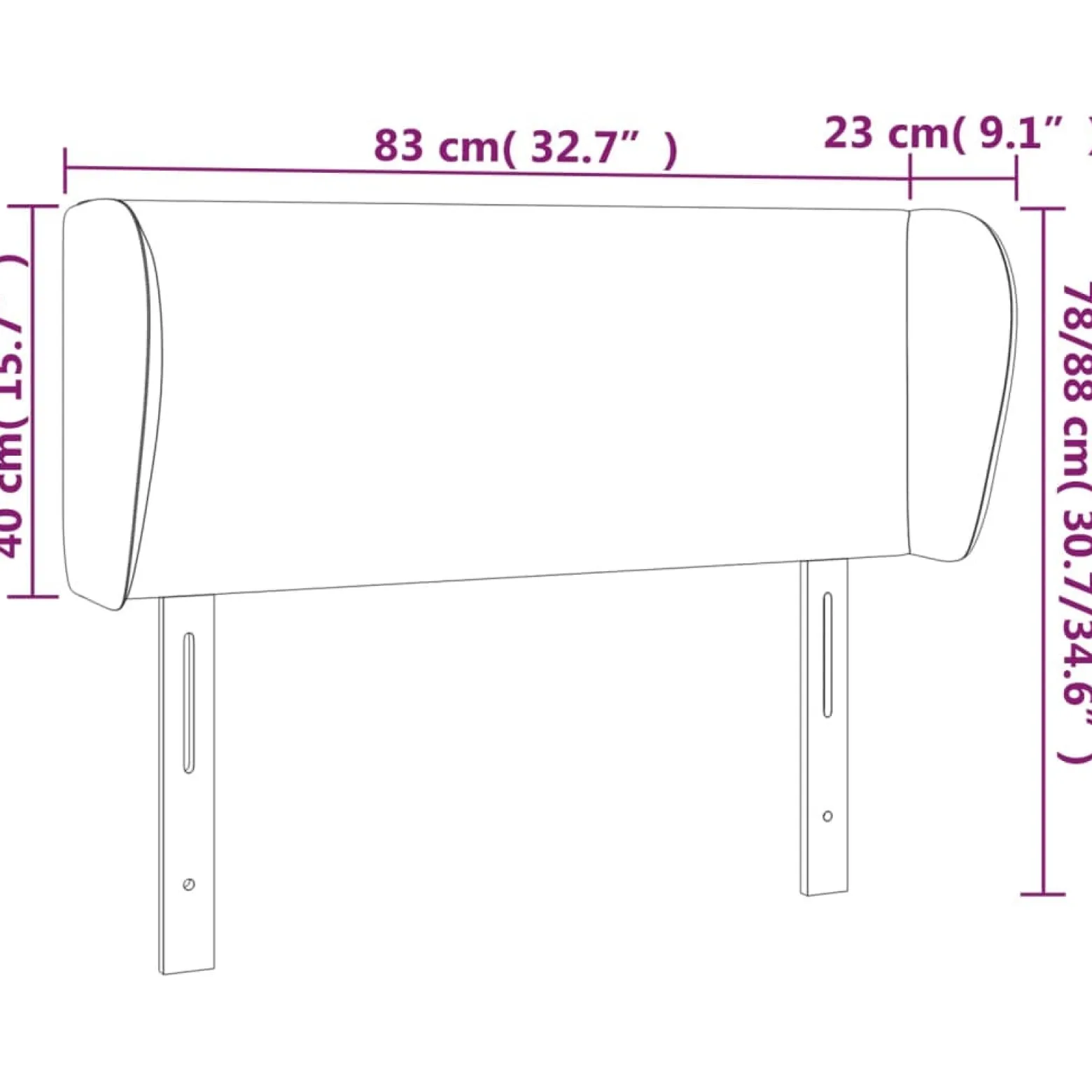 Wezgłowie Szary 83 x 23 x 78/88 cm Aksamit vidaXL