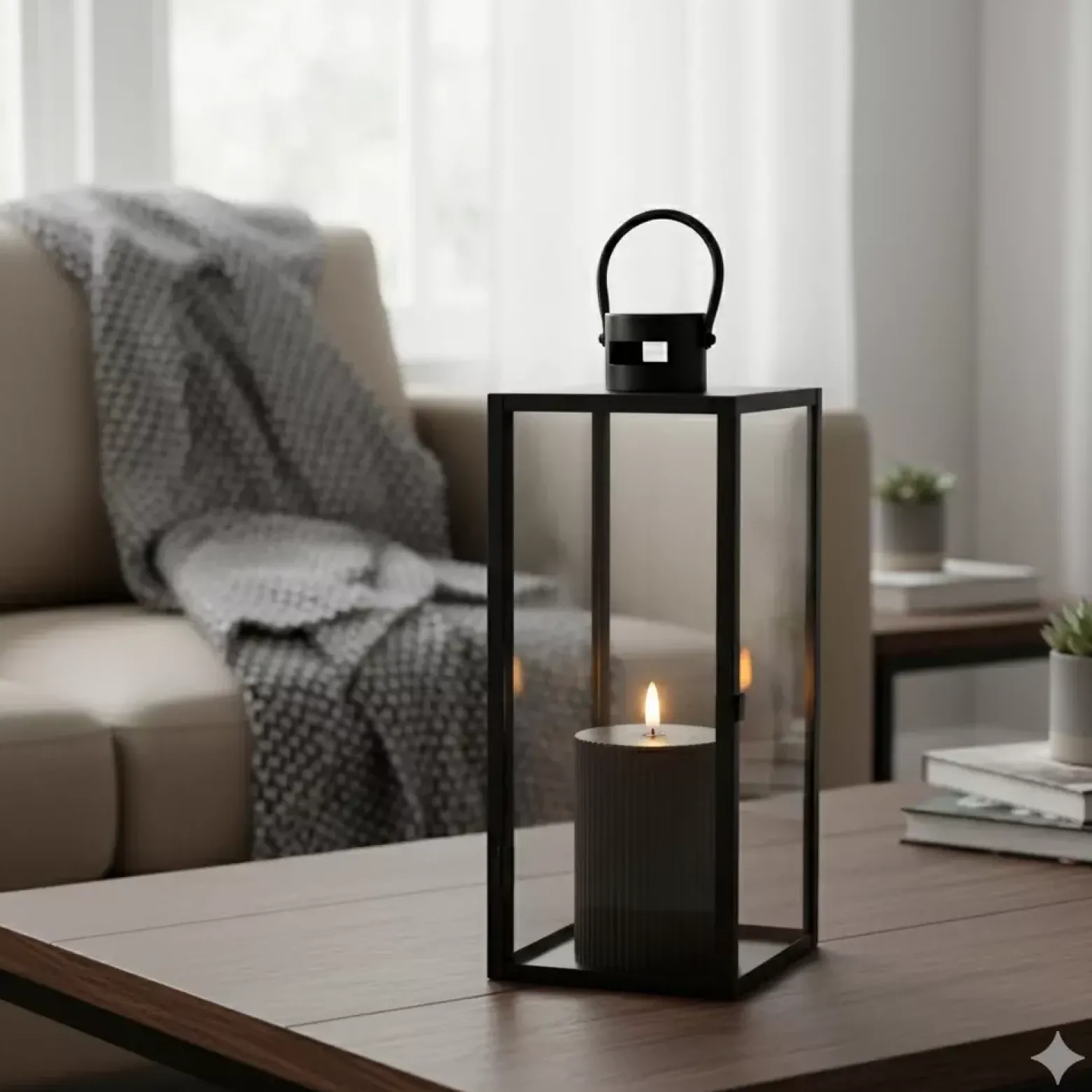 Świeczka LED Ozdobna Czarna, Dekoracyjne Żłobienia, Φ7,5cm Wysokość 10cm