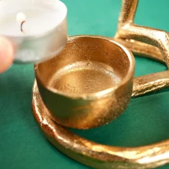Świecznik aluminiowy złoty gwiazda 15,5 cm