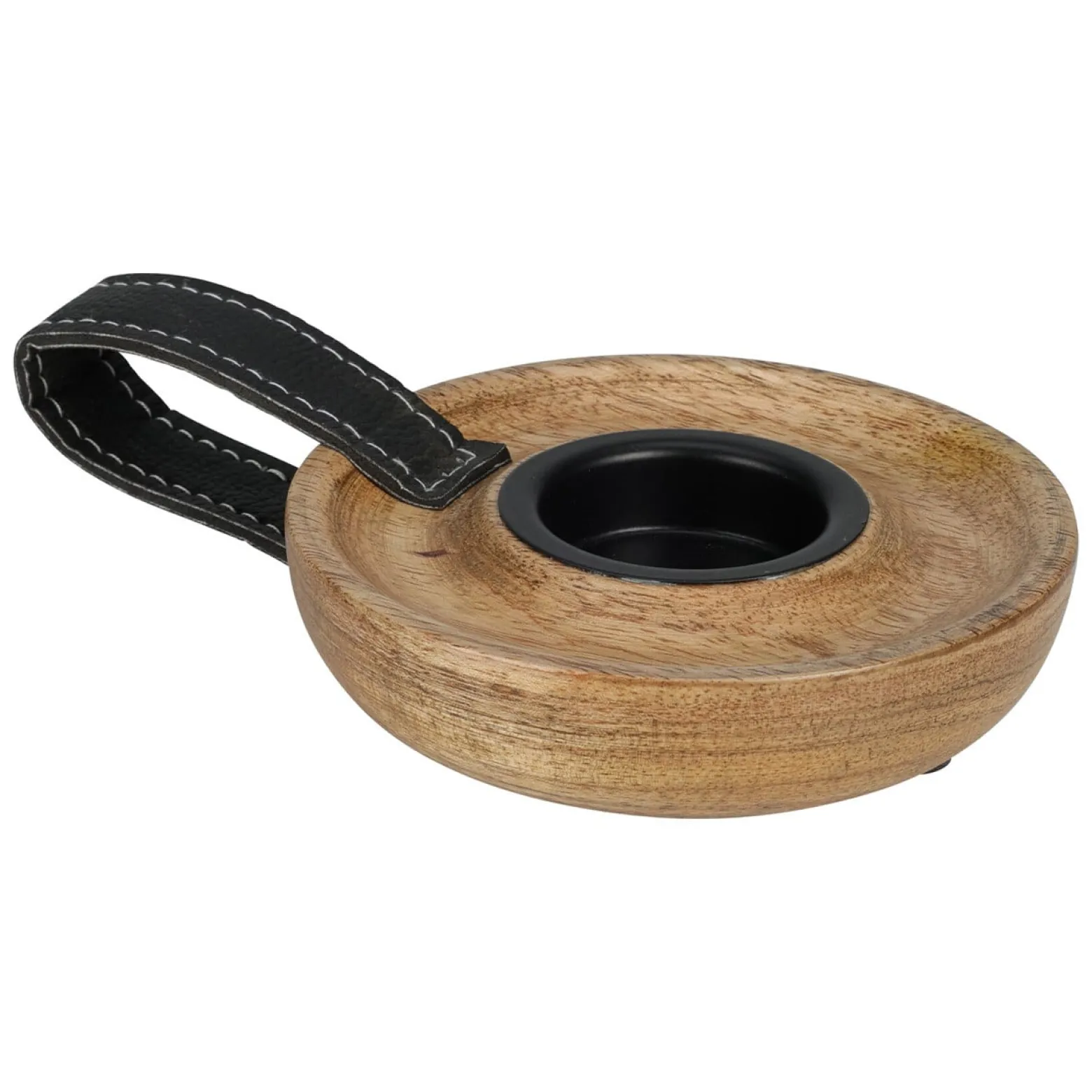 Świecznik na tealight z drewna mango 11 cm brązowy