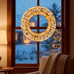 Wieniec świąteczny LED 45 cm wianek na drzwi 360 LED ciepły biały