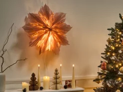Wisząca dekoracja lampka świąteczna śnieżynka gwiazda różowa