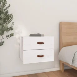 Wisząca szafka nocna Biały Drewno vidaXL