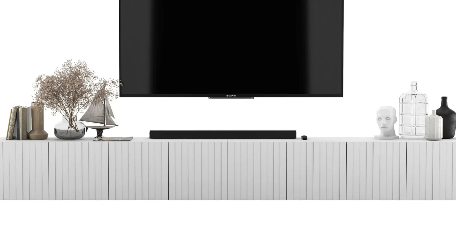 Wisząca Szafka RTV Glamour Komoda RTV Biały MAT 300cm