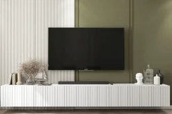 Wisząca Szafka RTV Glamour Komoda RTV Biały MAT 300cm
