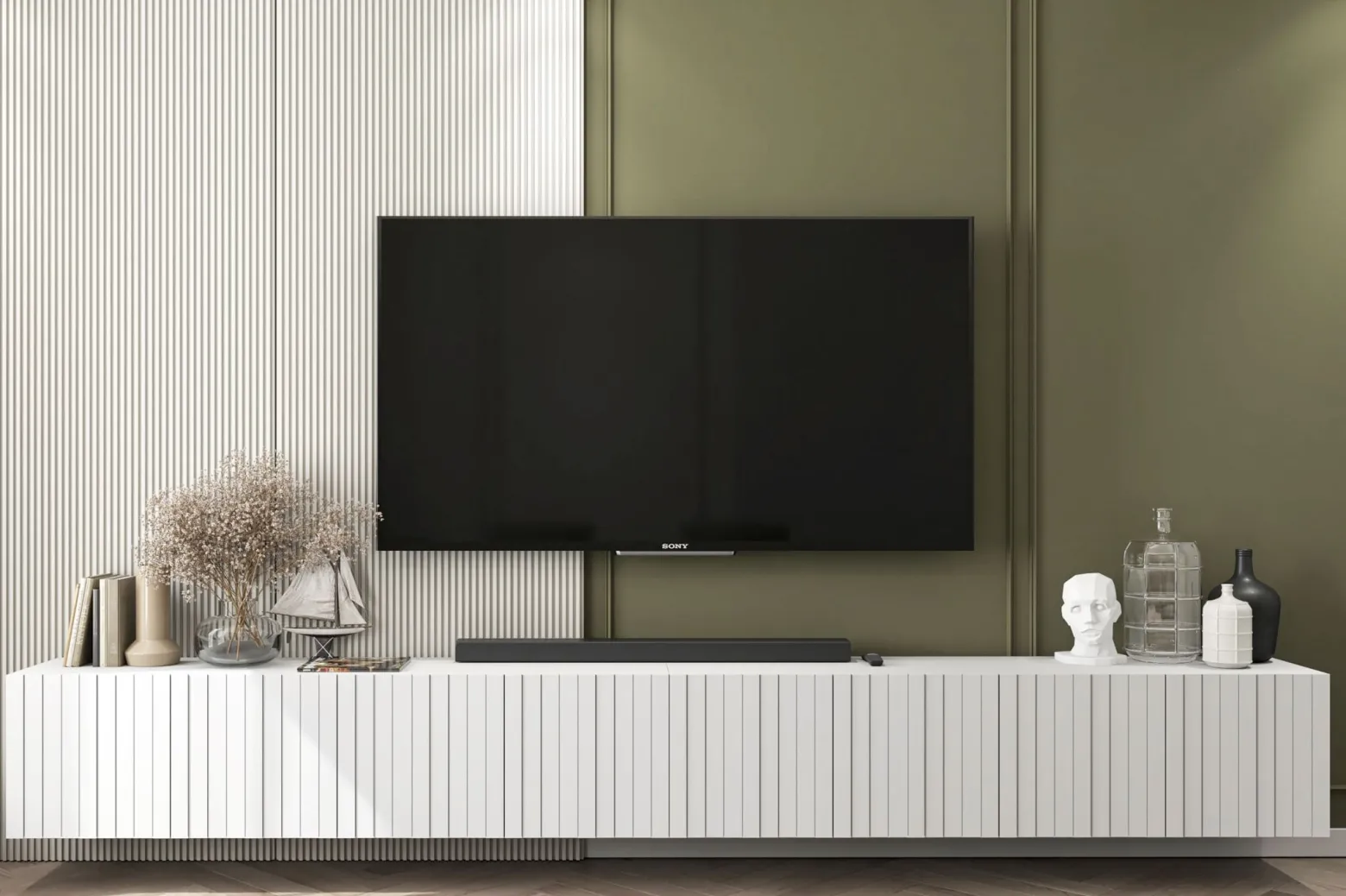 Wisząca Szafka RTV Glamour Komoda RTV Biały MAT 300cm