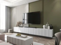 Wisząca Szafka RTV Glamour Komoda RTV Biały MAT 300cm