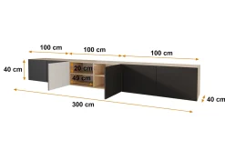 Wisząca szafka RTV system Push-to-Open ELIO-W - 3x100x40x40 cm - Beżowy