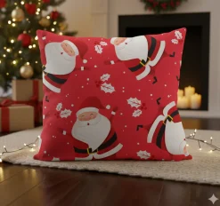 Świąteczna poszewka na poduszkę HOLLY JOLLY 45x45 Mikołaje