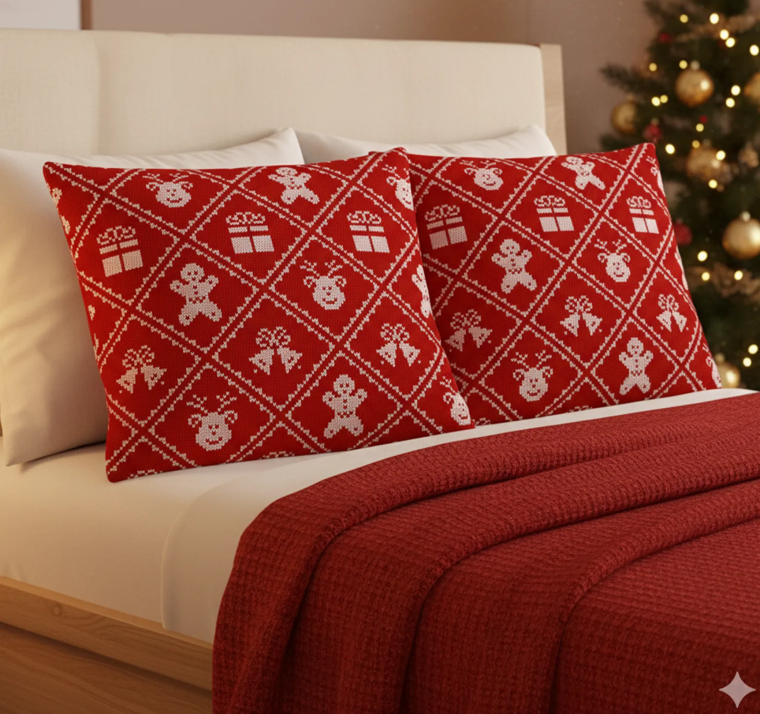 Świąteczna poszewka na poduszkę HOLLY JOLLY 45x45 zimowe dzwoneczki