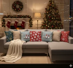 Świąteczna poszewka na poduszkę HOLLY JOLLY 45x45 zimowe dzwoneczki