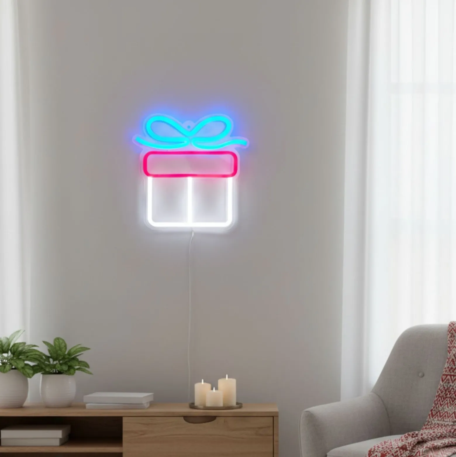 Świąteczny neon na ścianę, LED, 23 x 22 cm