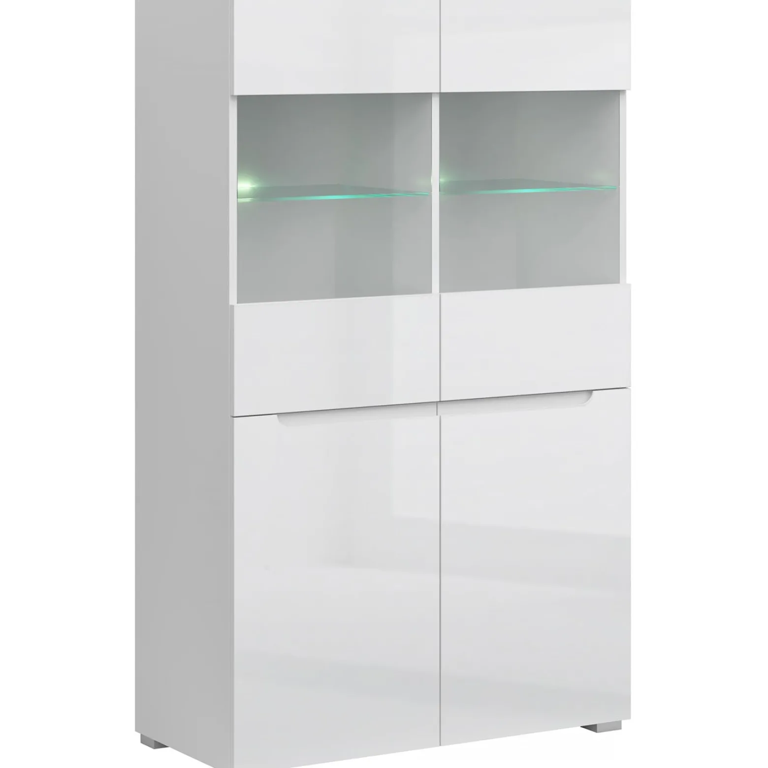 Witryna do Salonu Niska MIST 90 cm Biały połysk Nowoczesna