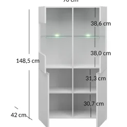 Witryna do Salonu Niska MIST 90 cm Biały połysk Nowoczesna