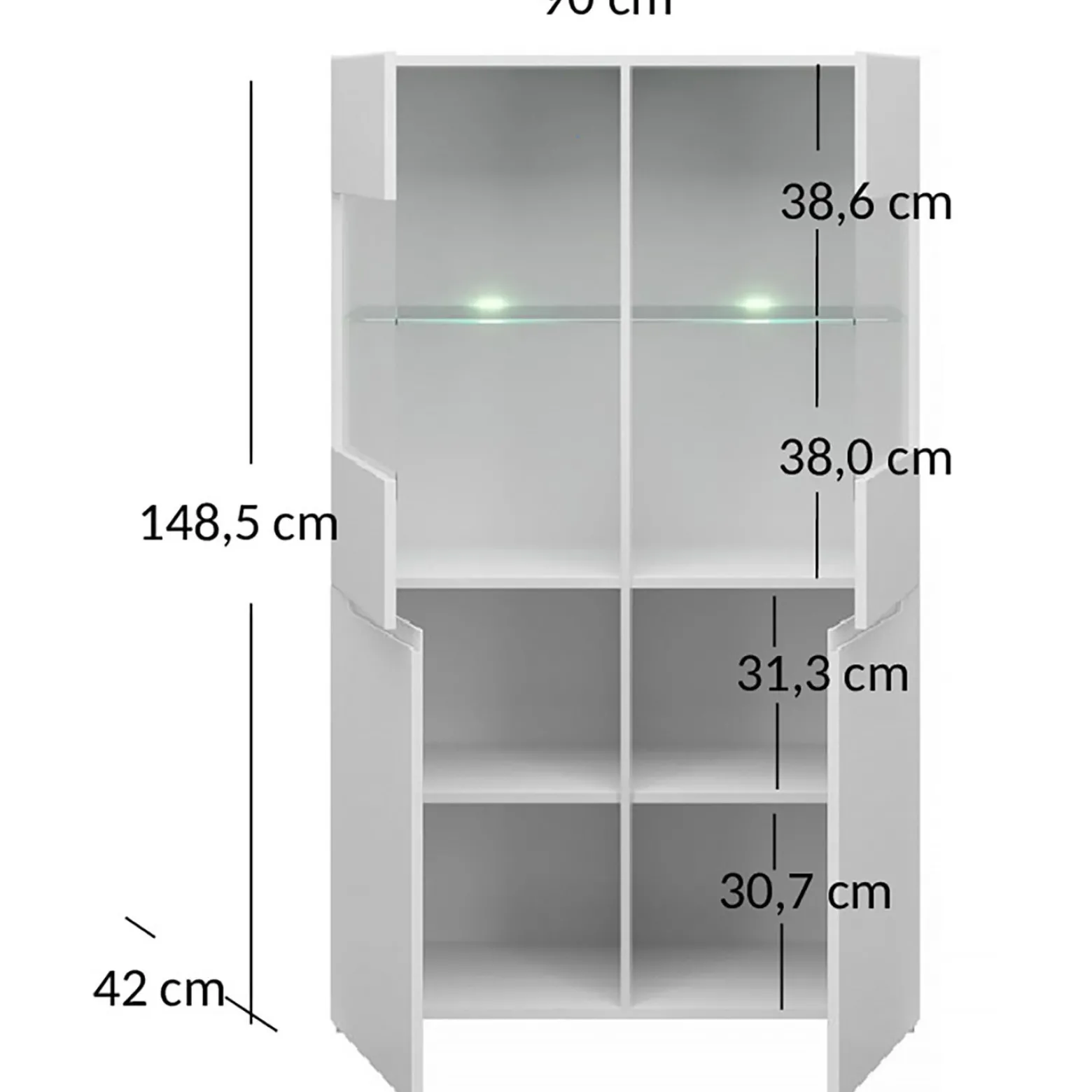 Witryna do Salonu Niska MIST 90 cm Biały połysk Nowoczesna