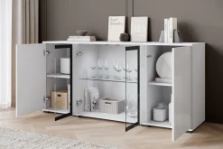 Witryna FARO 150 cm biały/biały połysk