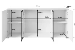 Witryna FARO 150 cm biały/biały połysk