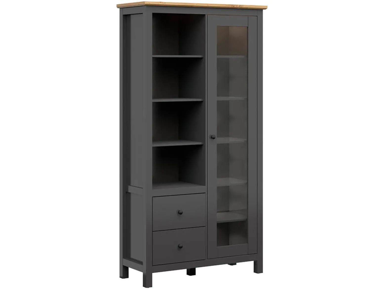 Witryna Hesen 106 cm z drzwiami i 2 szufladami grafitowa