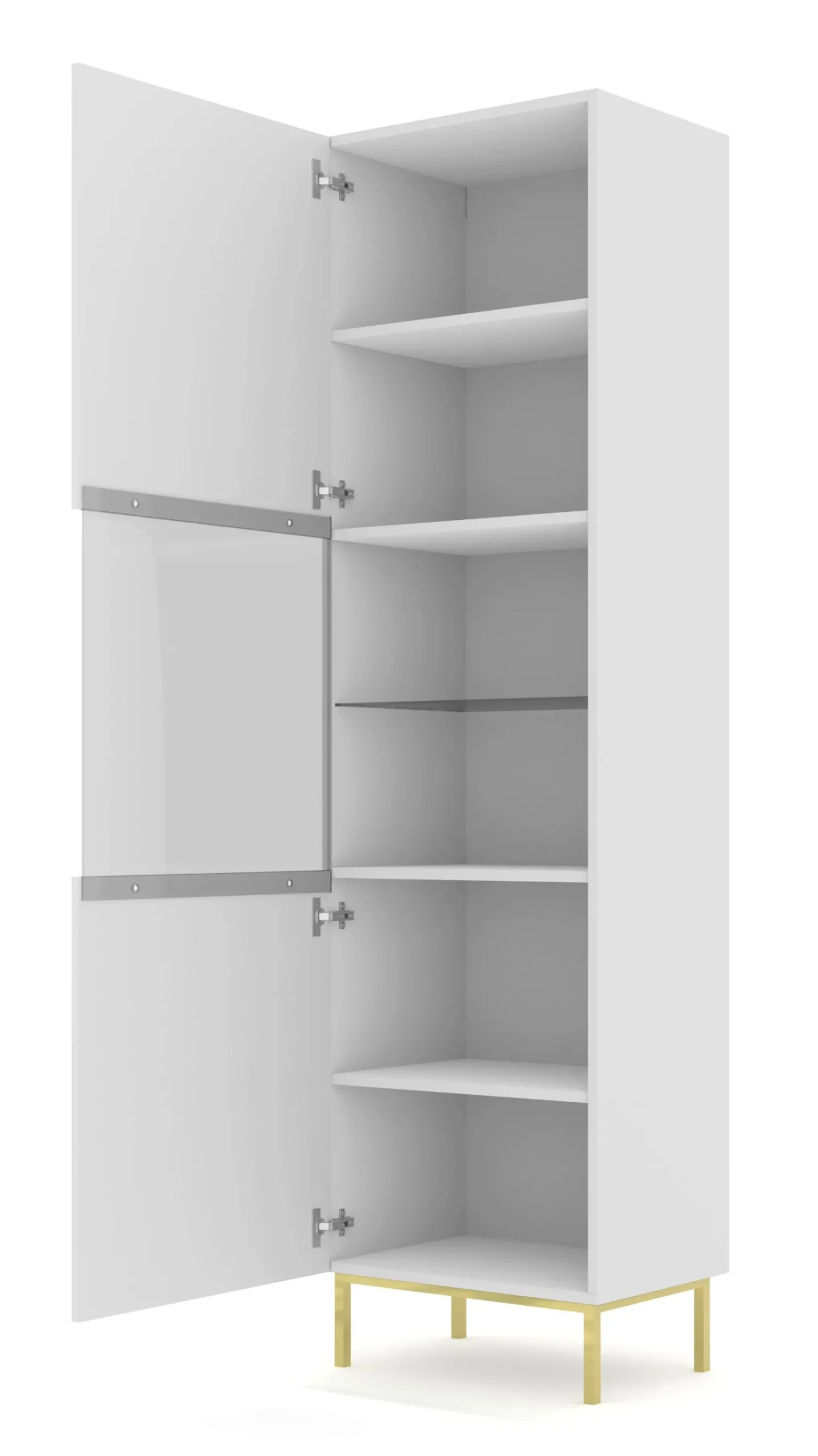 Witryna Ravenna B 1D frez MDF biały mat + RAMA ZŁOTA